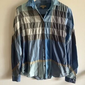 Burberry Blue and Gray Striped Shirt